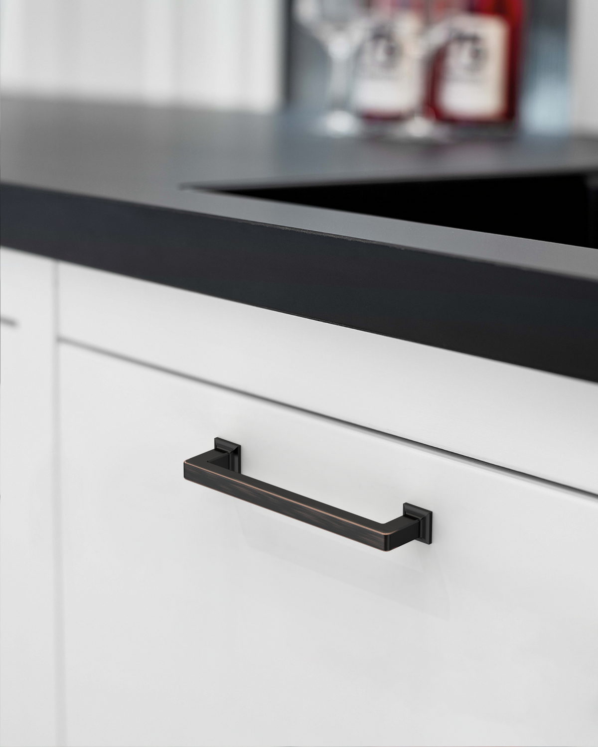 DESIGN3818 Brushed Brass Cabinet Pulls for White Cabinets | Modern Organic Pull, 3.75"