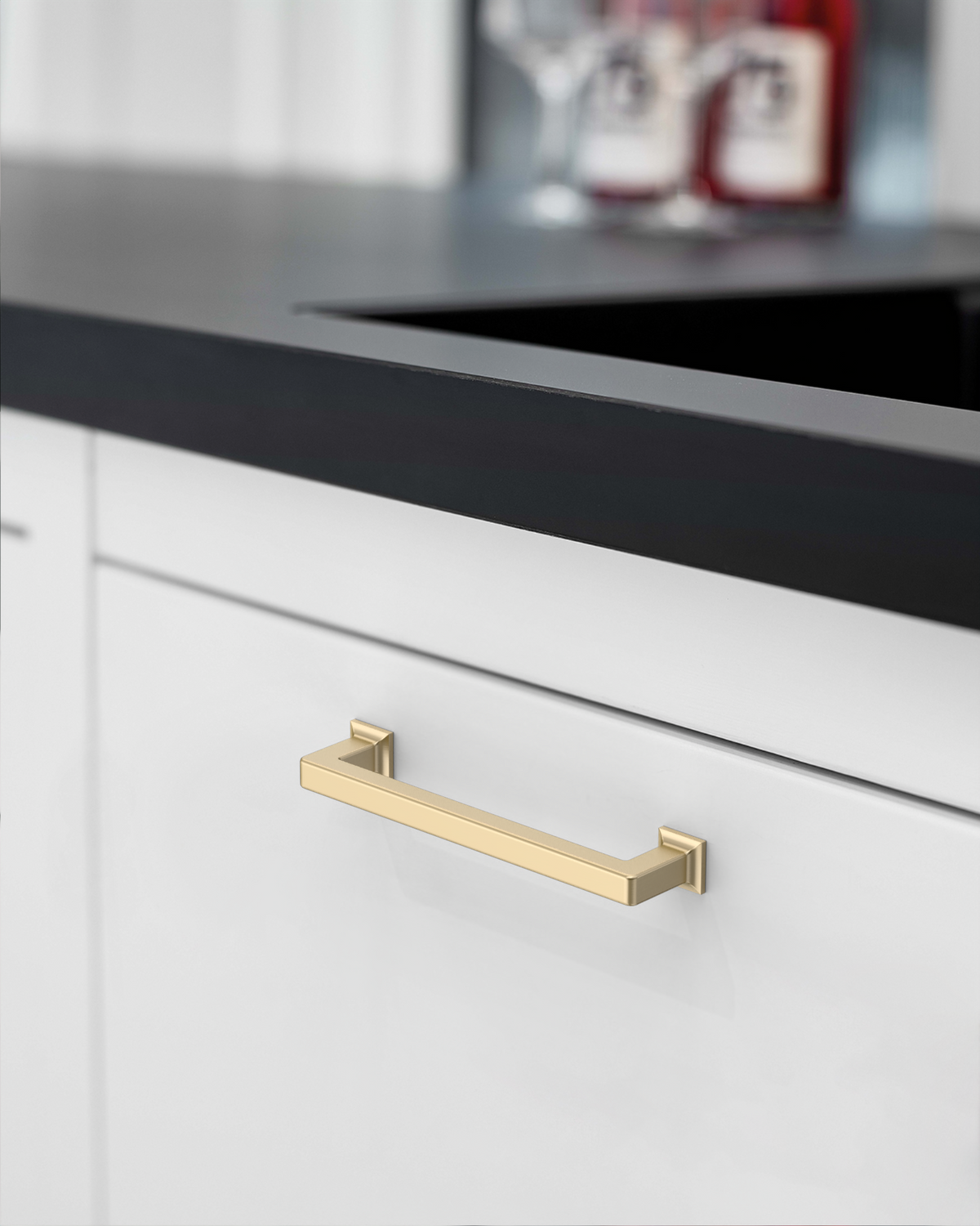 DESIGN3818 Brushed Brass Cabinet Pulls for White Cabinets | Modern Organic Pull, 3.75"
