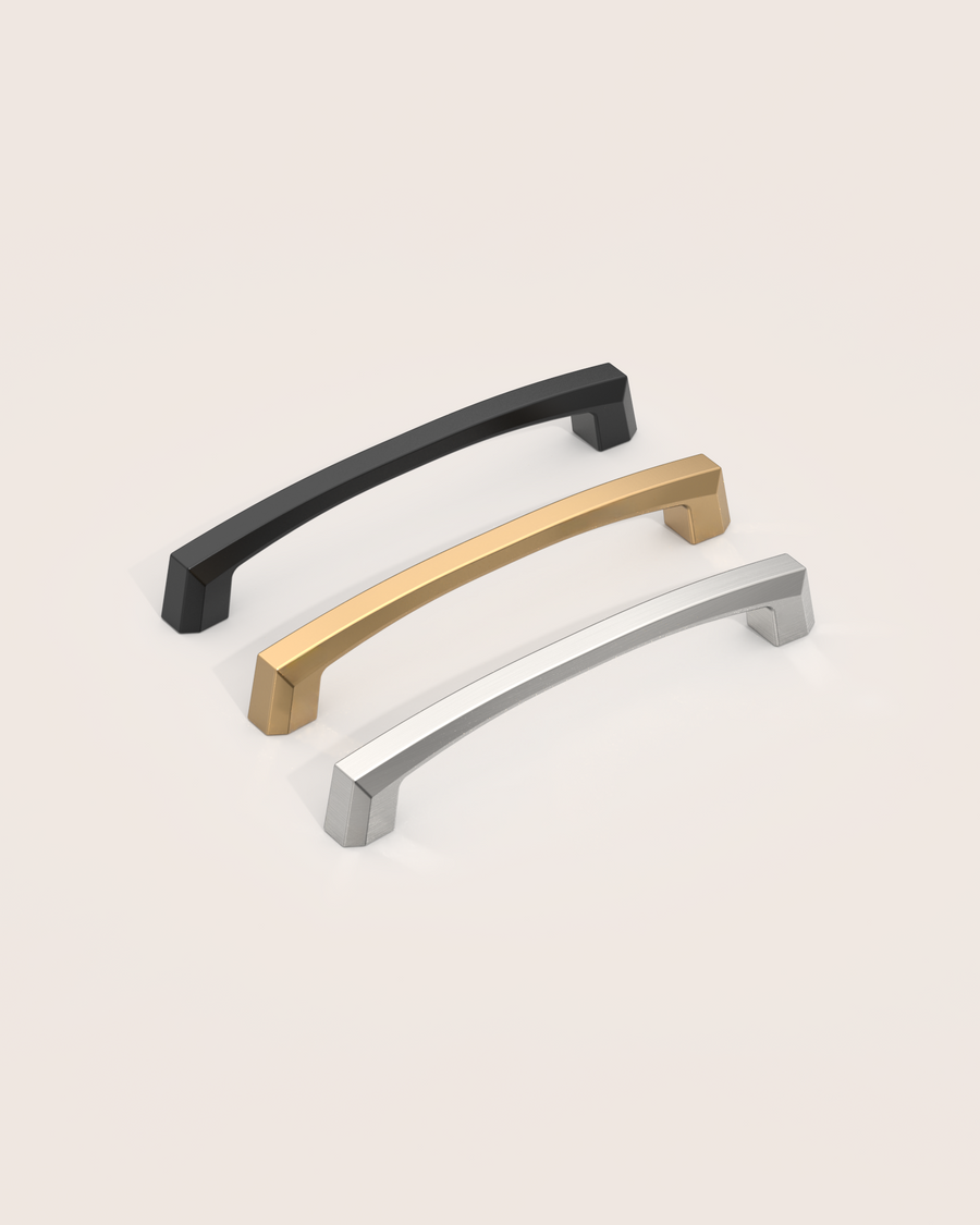 DESIGN3908 Architectural Matte Black Cabinet Pulls – Faceted Beveled Handles for Kitchen Cabinets