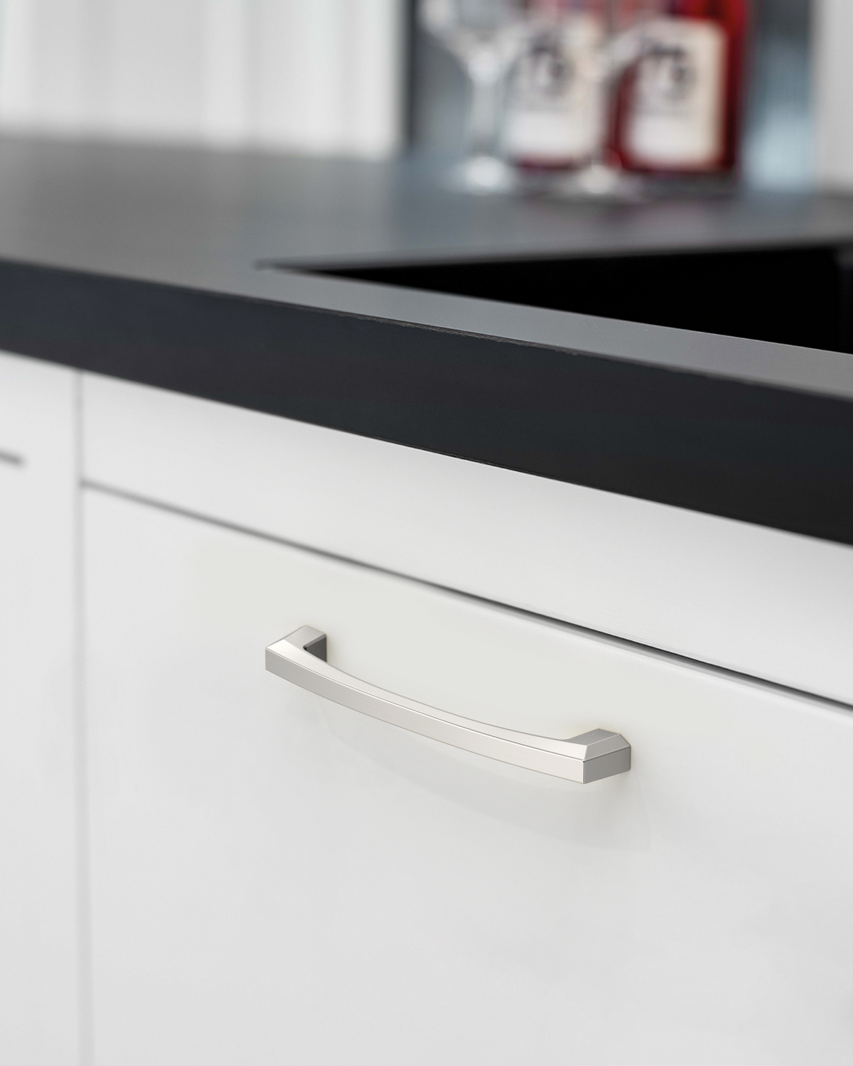DESIGN3908 Architectural Matte Black Cabinet Pulls – Faceted Beveled Handles for Kitchen Cabinets