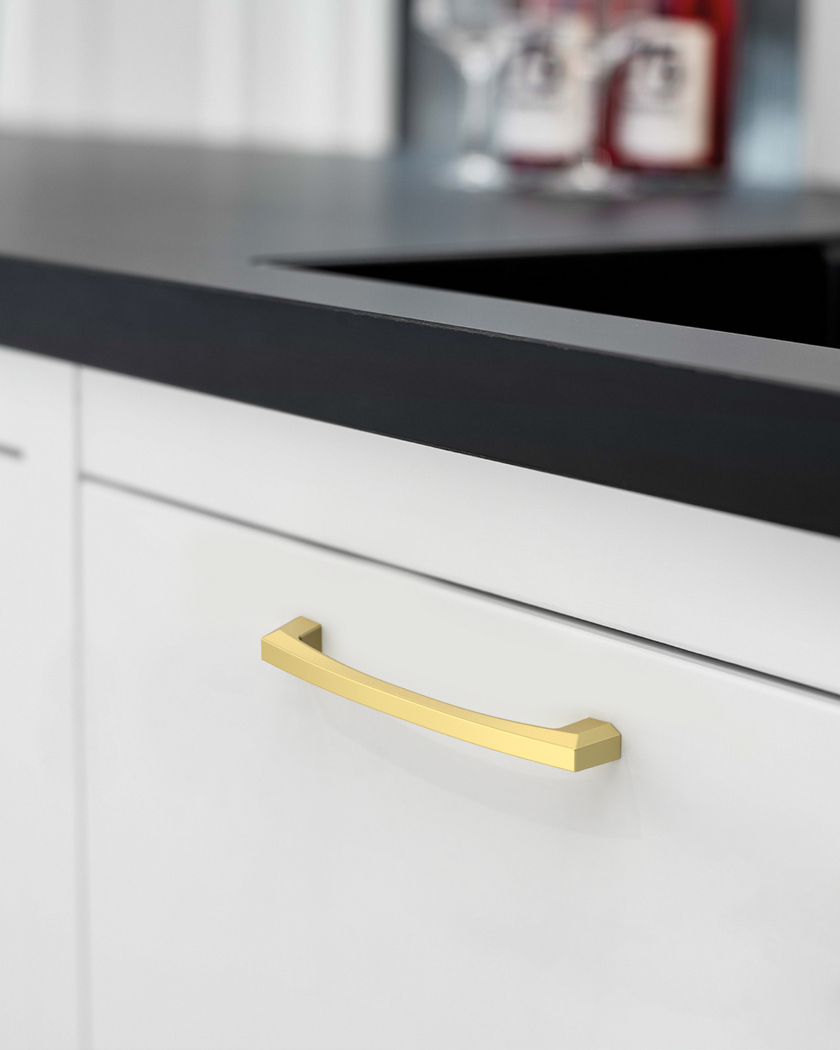 DESIGN3908 Architectural Matte Black Cabinet Pulls – Faceted Beveled Handles for Kitchen Cabinets