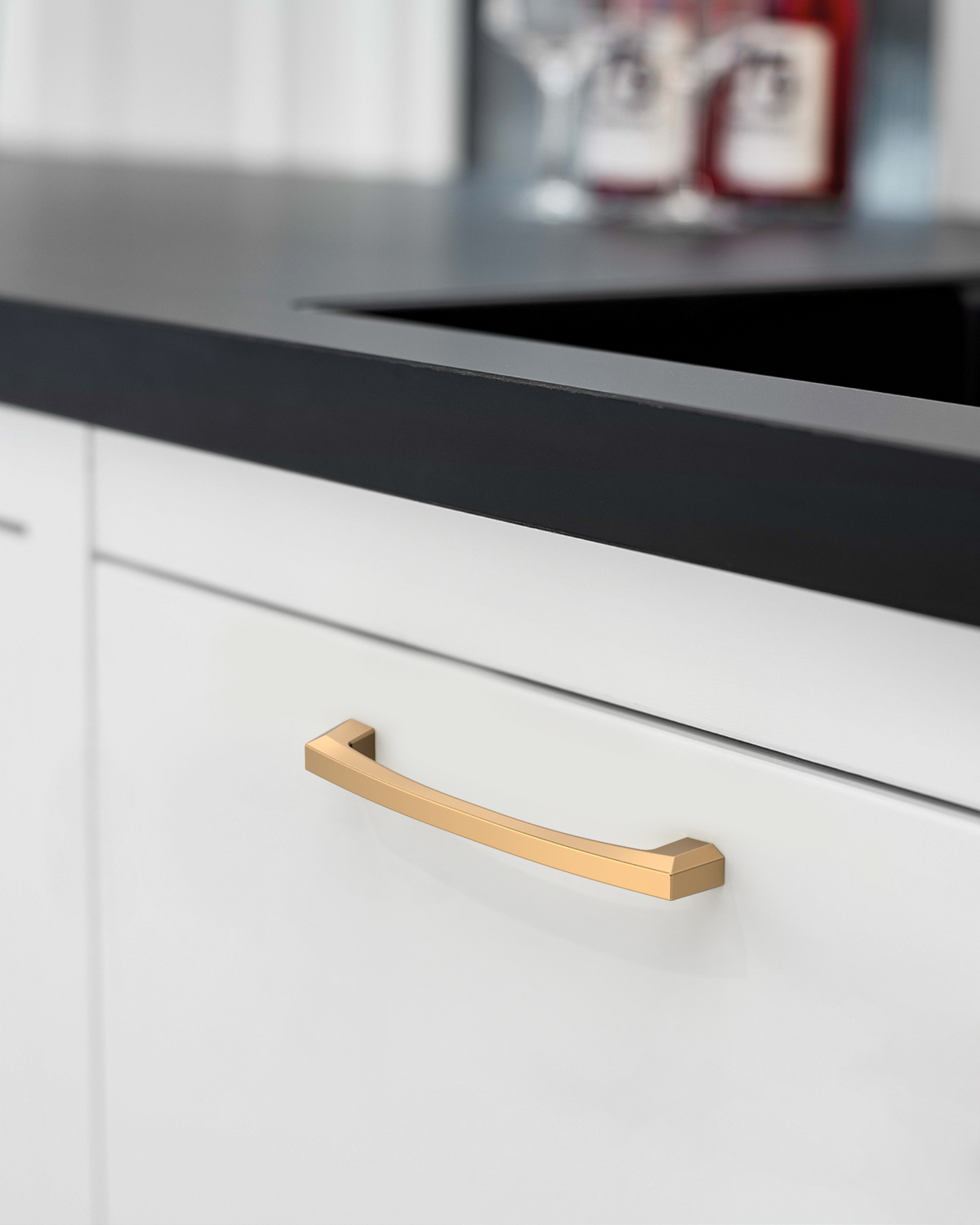 DESIGN3908 Architectural Matte Black Cabinet Pulls – Faceted Beveled Handles for Kitchen Cabinets