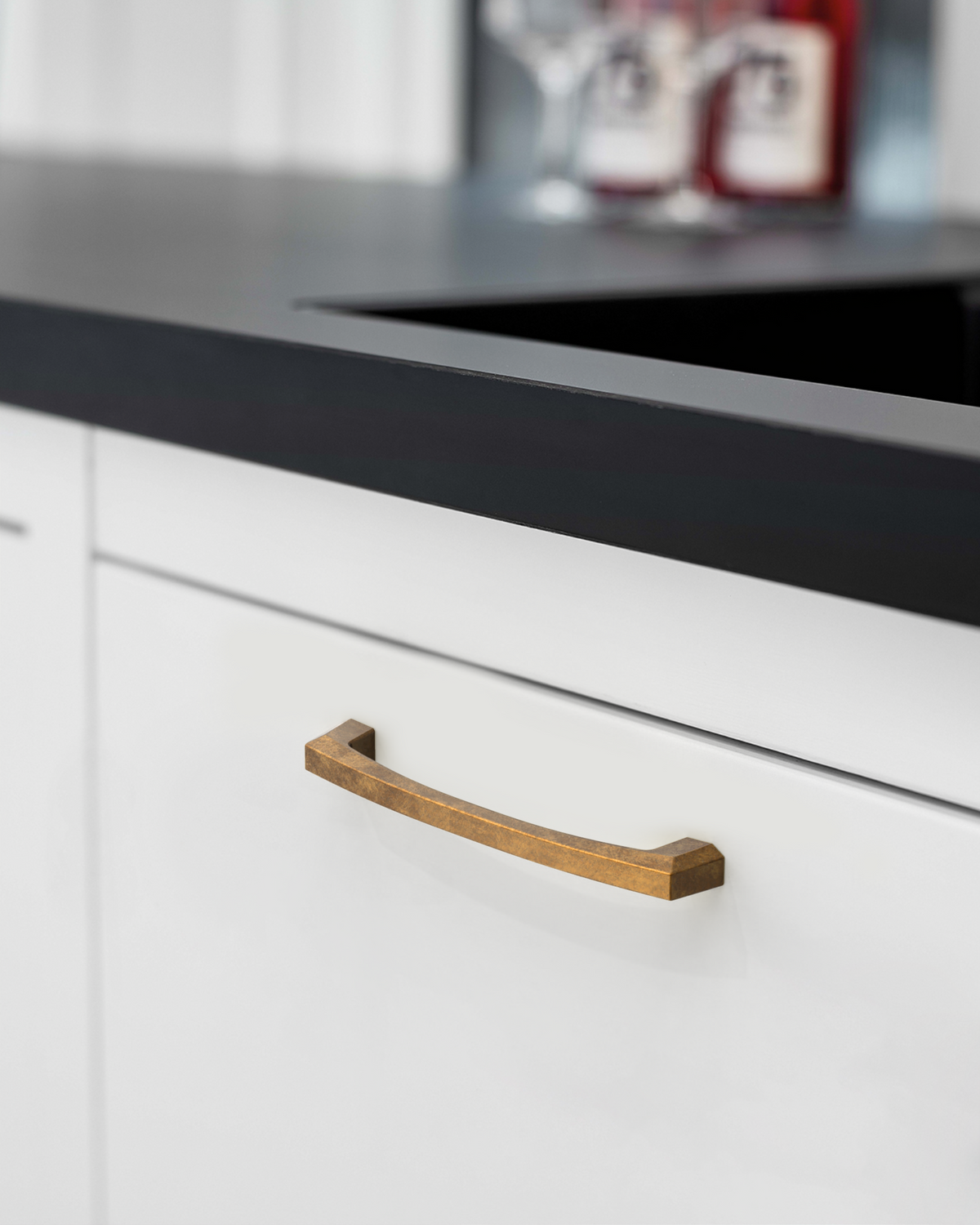 DESIGN3908 Architectural Matte Black Cabinet Pulls – Faceted Beveled Handles for Kitchen Cabinets