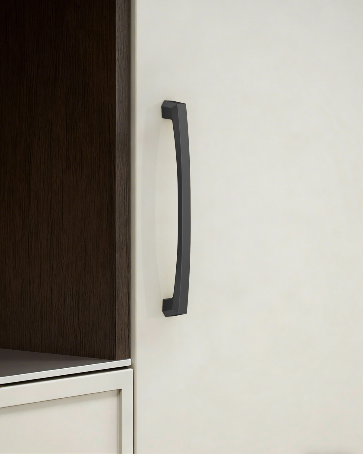 DESIGN3908 Architectural Matte Black Cabinet Pulls – Faceted Beveled Handles for Kitchen Cabinets