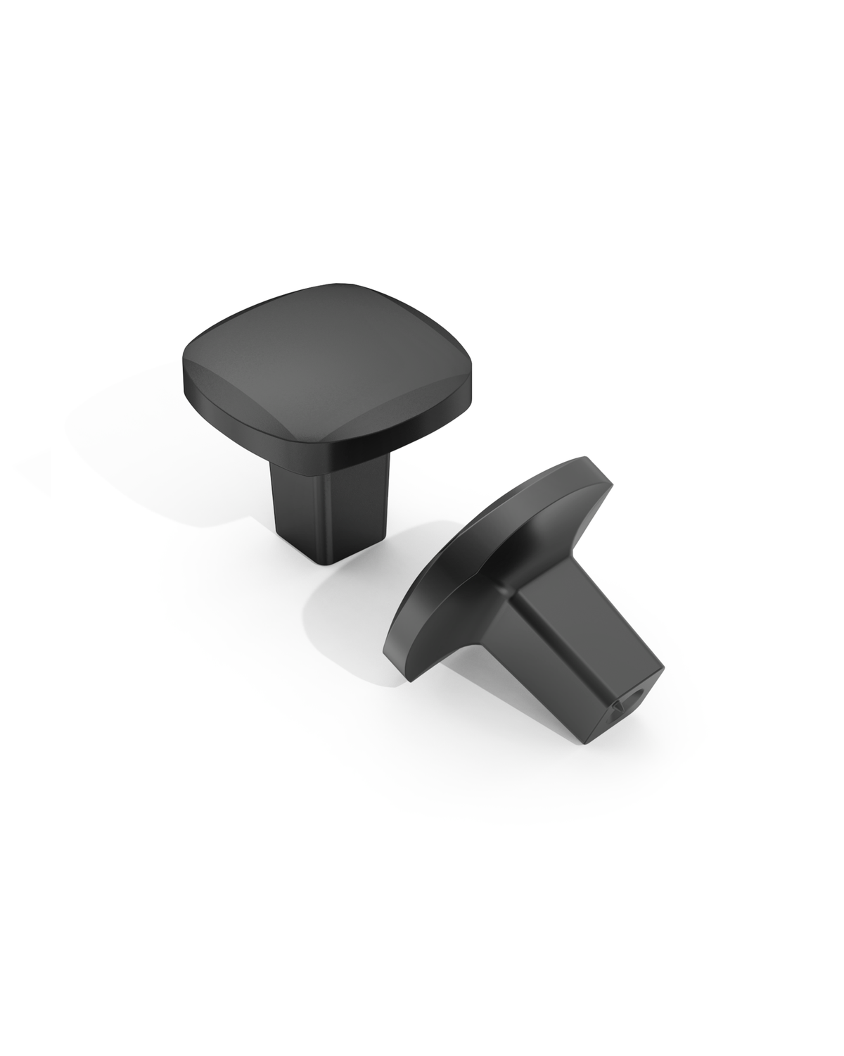 DESIGN3908 Sculptural Minimalist Matte Black Cabinet Knobs – Soft Square Drawer Pulls