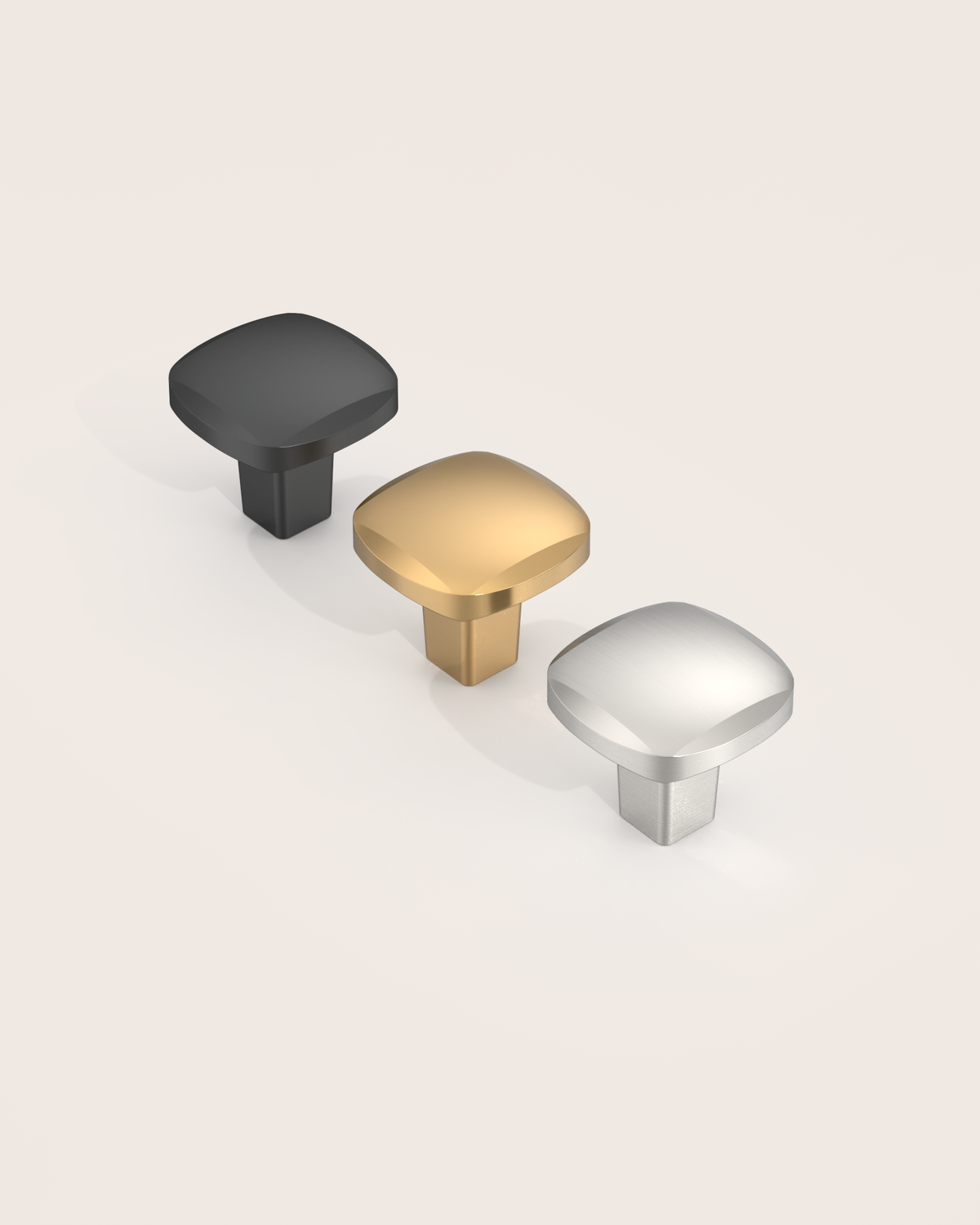 DESIGN3908 Sculptural Minimalist Matte Black Cabinet Knobs – Soft Square Drawer Pulls