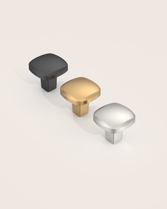 DESIGN3908 Sculptural Minimalist Matte Black Cabinet Knobs – Soft Square Drawer Pulls
