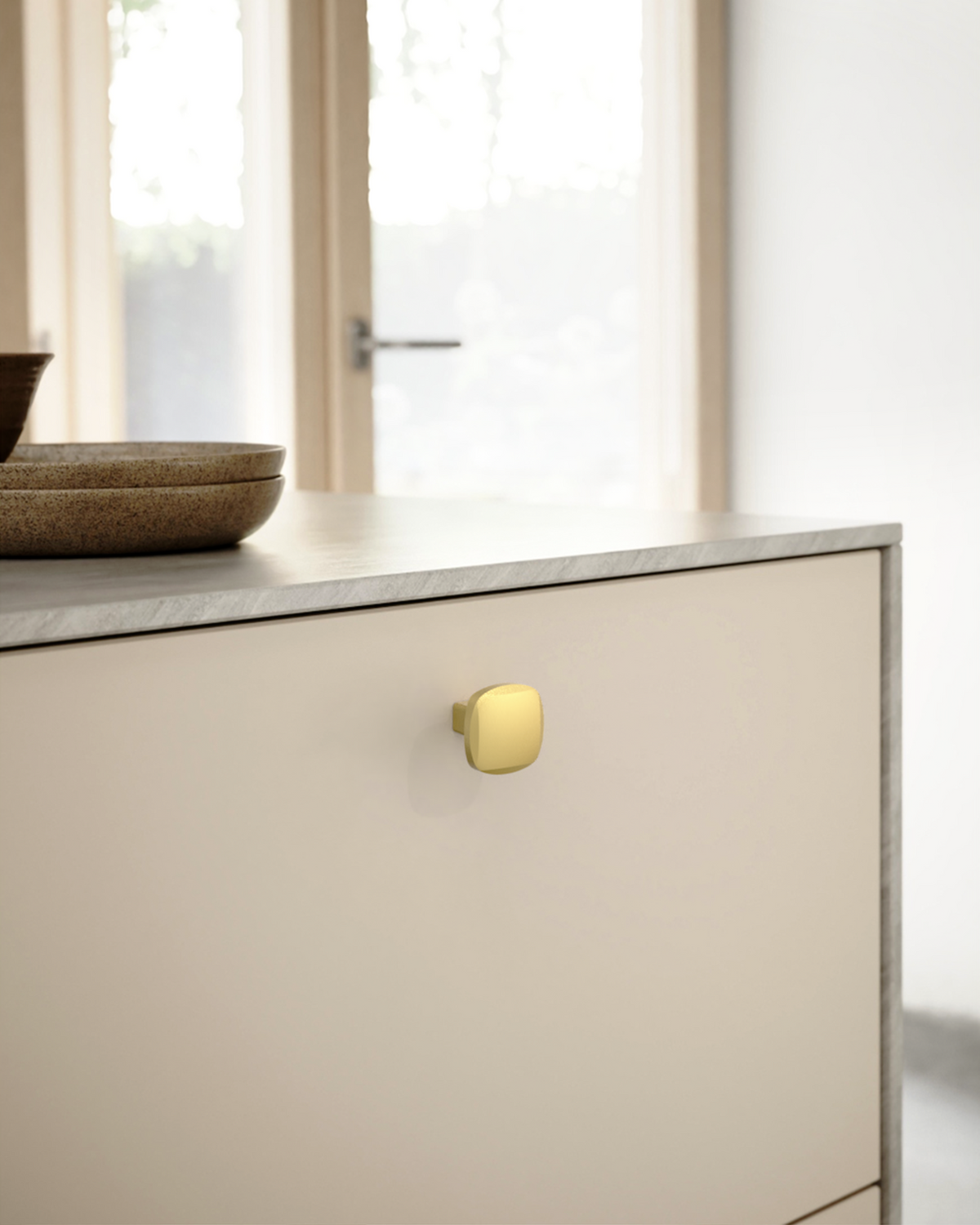 DESIGN3908 Sculptural Minimalist Matte Black Cabinet Knobs – Soft Square Drawer Pulls