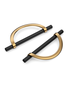 DESIGN3955 Geometric Contemporary Cabinet Pulls | Half Moon Two Tone Drawer Handles