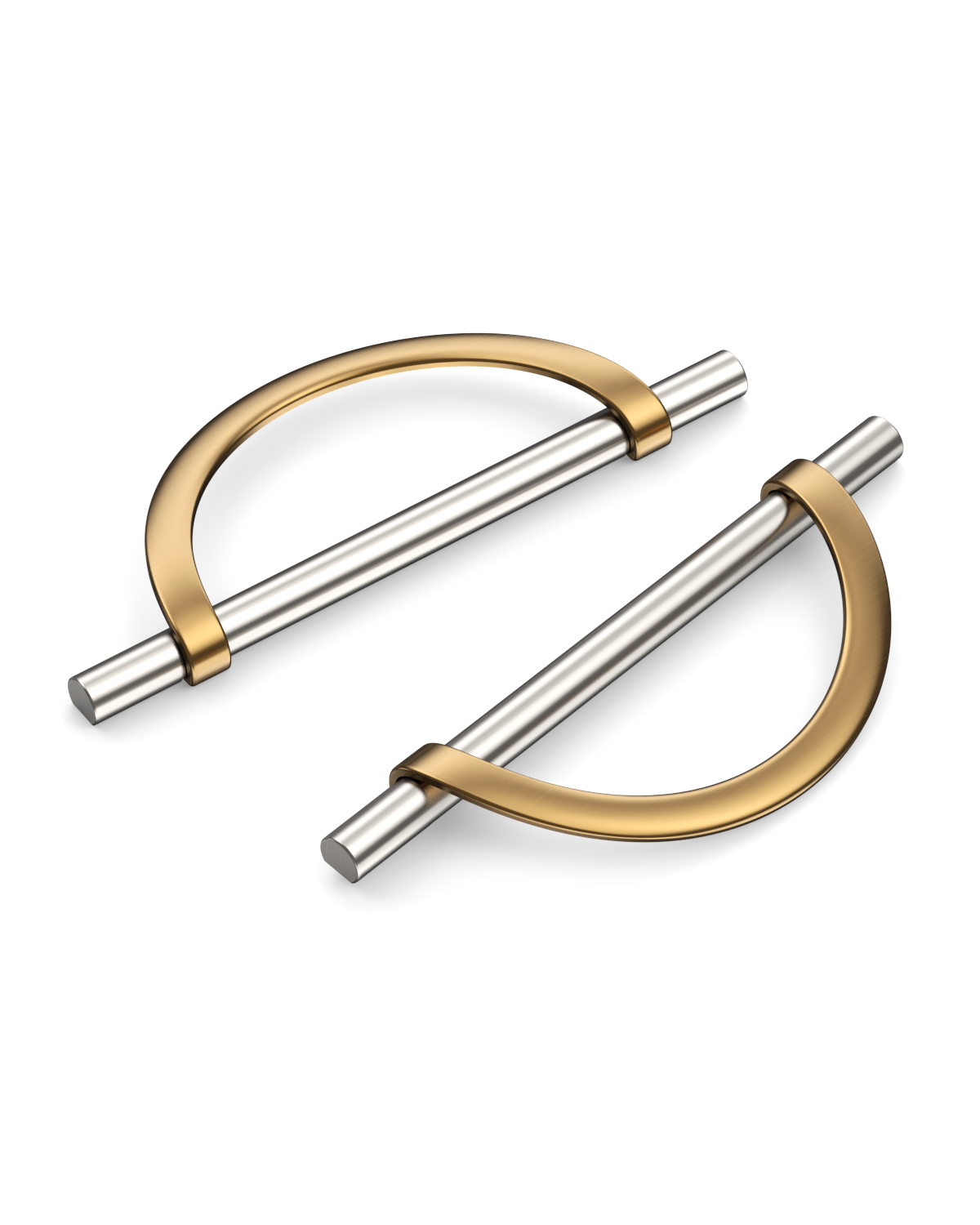 DESIGN3955 Geometric Contemporary Cabinet Pulls | Half Moon Two Tone Drawer Handles