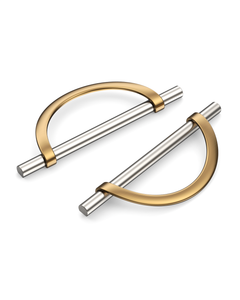 DESIGN3955 Geometric Contemporary Cabinet Pulls | Half Moon Two Tone Drawer Handles