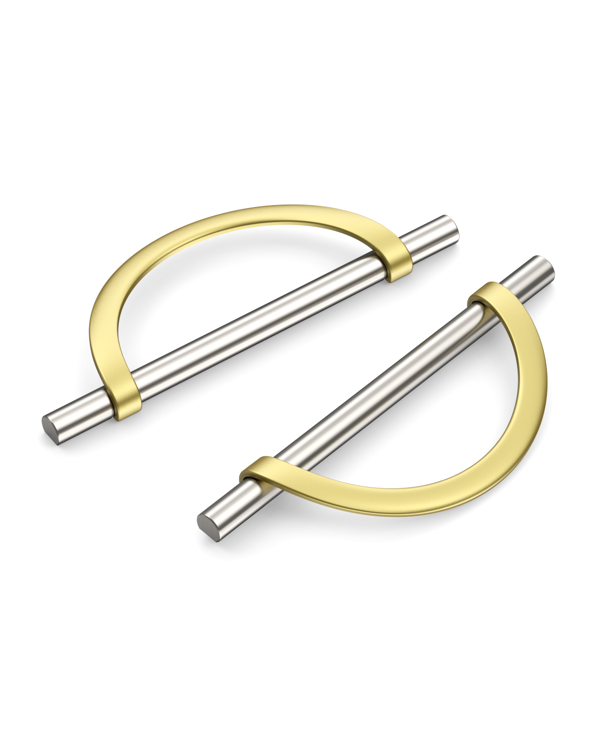 DESIGN3955 Geometric Contemporary Cabinet Pulls | Half Moon Two Tone Drawer Handles