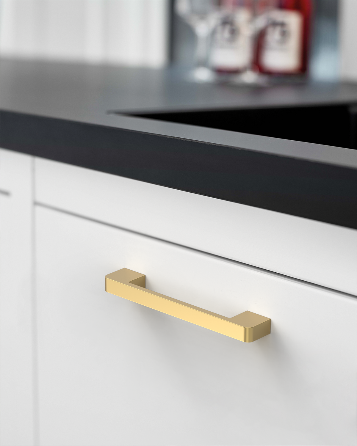 DESIGN2328 Solid Metal Minimalist Pulls | Flat Panel & Modern Shaker Cabinets (5", Matte Black)