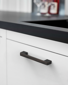 DESIGN2328 Solid Metal Minimalist Pulls | Flat Panel & Modern Shaker Cabinets (5", Matte Black)