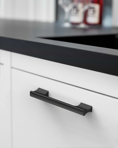 Design4504 Matte Black Solid Metal Concave Bar Pull for Modern Kitchens (5" Hole Center)