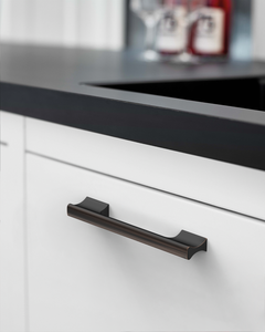 Design4504 Matte Black Solid Metal Concave Bar Pull for Modern Kitchens (5" Hole Center)