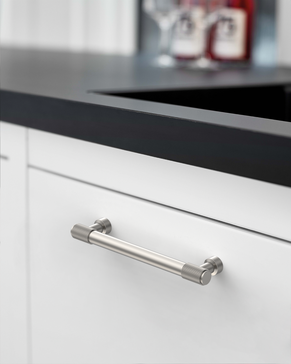 DESIGN4518 Brushed Gold Cabinet Pulls | Accent Knurled Handles for Modern Luxury Kitchens, 3-3/4"