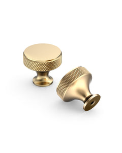 DESIGN4494 Solid Metal Knurled Rim Round Knob for Luxury Kitchens (Champagne Bronze)