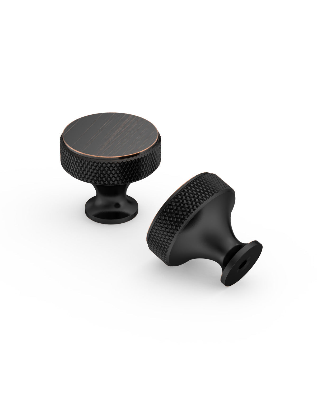 DESIGN4494 Solid Metal Knurled Rim Round Knob for Luxury Kitchens (Champagne Bronze)