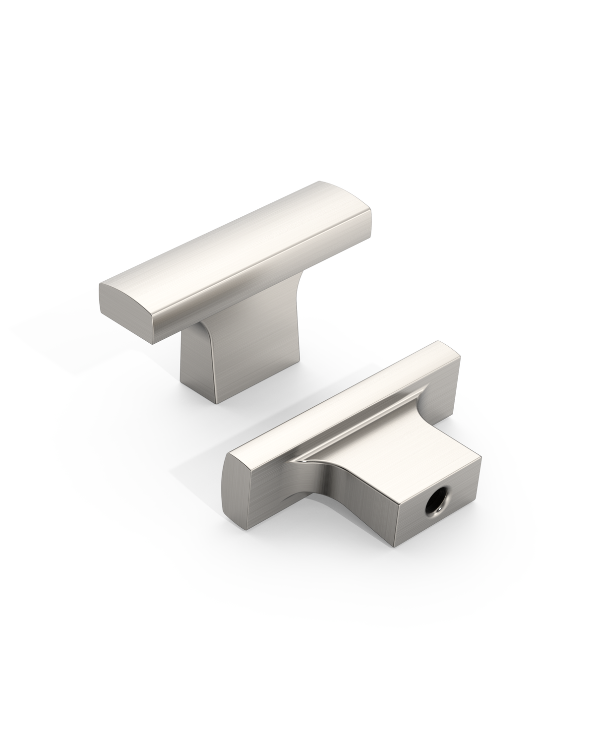 DESIGN4497 Curved T Bar Knob for Transitional Kitchens | Brushed Satin Nickel