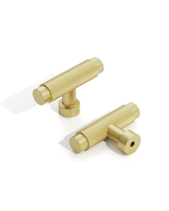 DESIGN4518 Knurled T-Bar Knob for Home Bars & Coffee Stations (Brushed Gold)