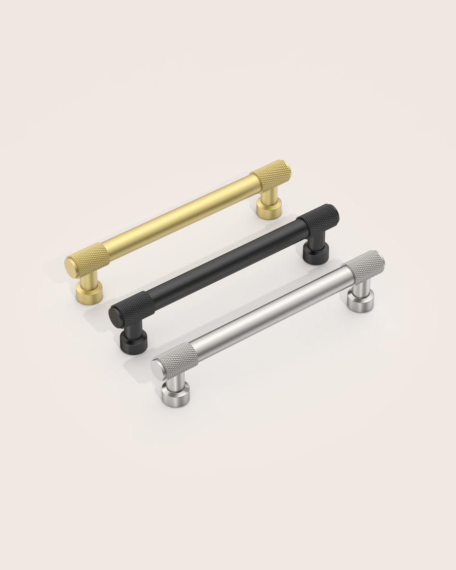 DESIGN4518 Brushed Gold Cabinet Pulls | Accent Knurled Handles for Modern Luxury Kitchens, 3-3/4"