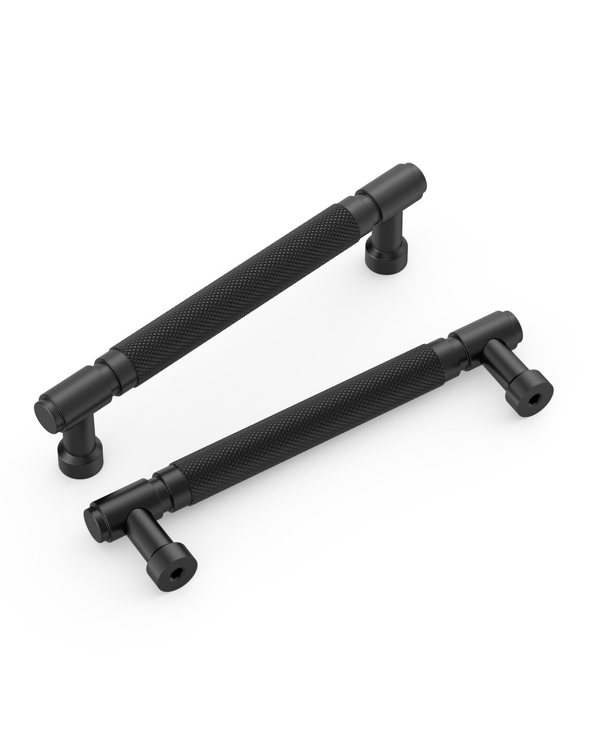 DESIGN4602 Modern Retro Knurled Pulls for Charcoal Gray & White Cabinets | 5", Satin Nickel