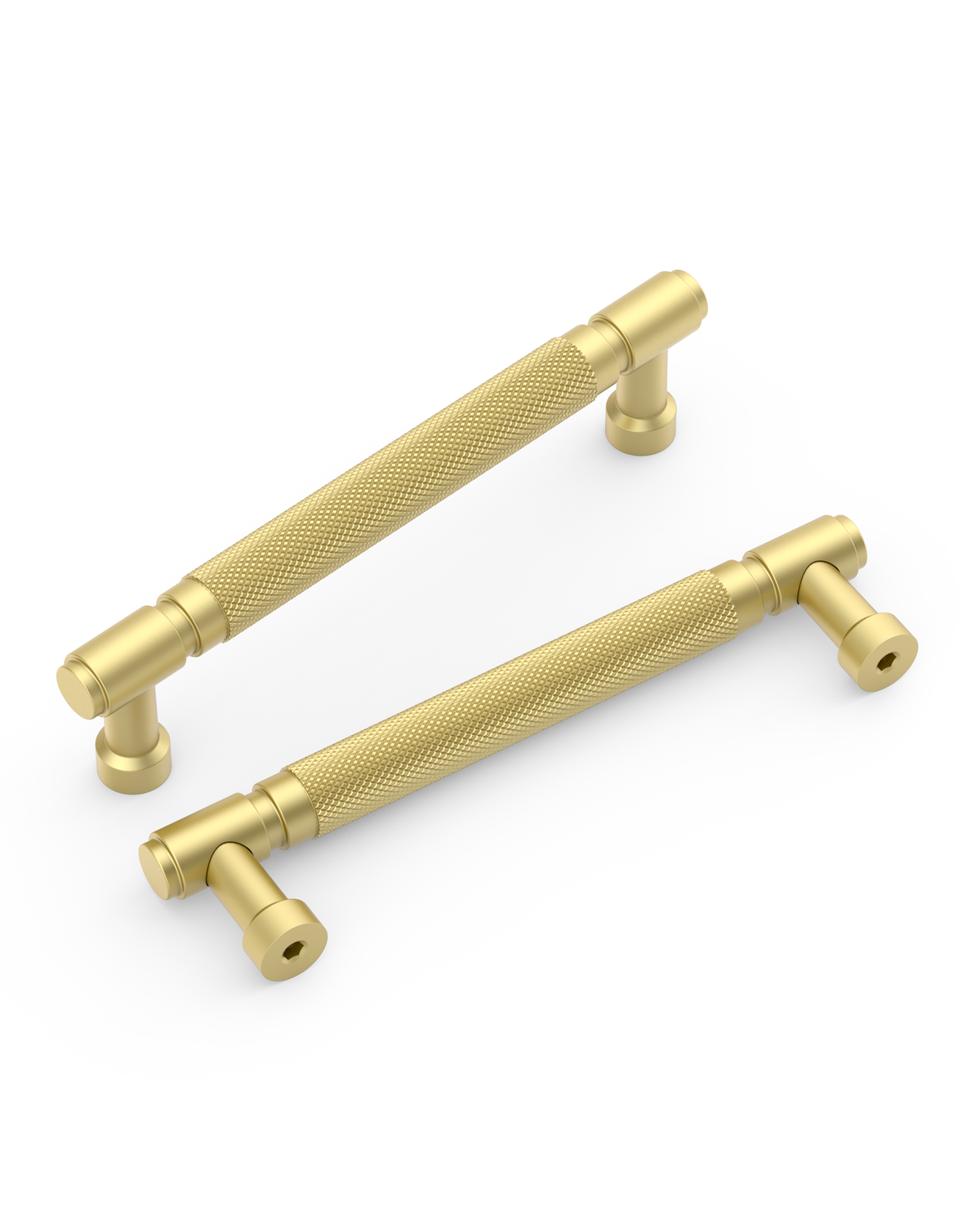 DESIGN4602 Modern Retro Knurled Pulls for Charcoal Gray & White Cabinets | 5", Satin Nickel