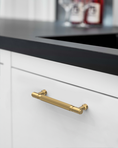 DESIGN4602 Modern Retro Knurled Pulls for Charcoal Gray & White Cabinets | 5", Satin Nickel