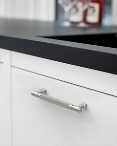 DESIGN4602 Modern Retro Knurled Pulls for Charcoal Gray & White Cabinets | 5", Satin Nickel