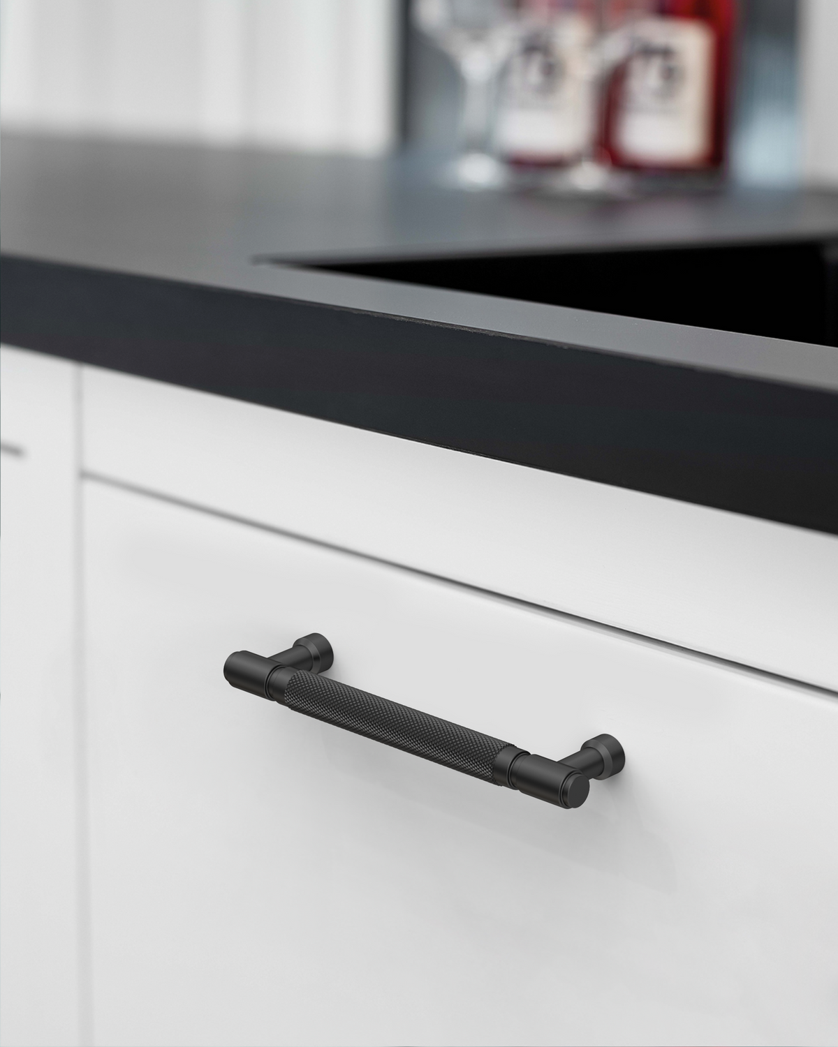 DESIGN4602 Modern Retro Knurled Pulls for Charcoal Gray & White Cabinets | 5", Satin Nickel