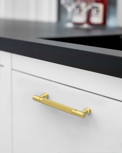 DESIGN4602 Modern Retro Knurled Pulls for Charcoal Gray & White Cabinets | 5", Satin Nickel