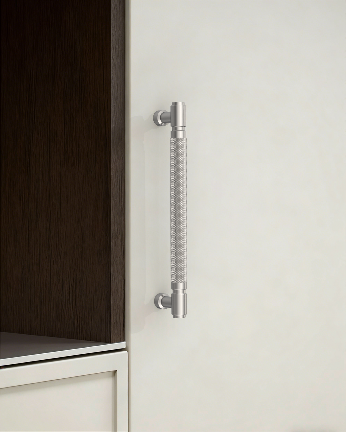 DESIGN4602 Modern Retro Knurled Pulls for Charcoal Gray & White Cabinets | 5", Satin Nickel