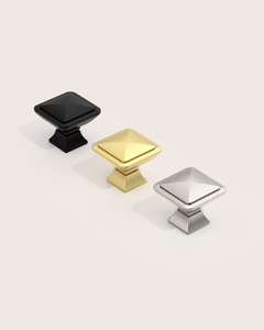 DESIGN1459 Matte Black Pyramid Square Knob for Luxury Kitchens (1" x 1")
