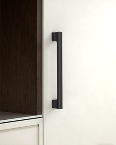 Design4504 Matte Black Solid Metal Concave Bar Pull for Modern Kitchens (5" Hole Center)