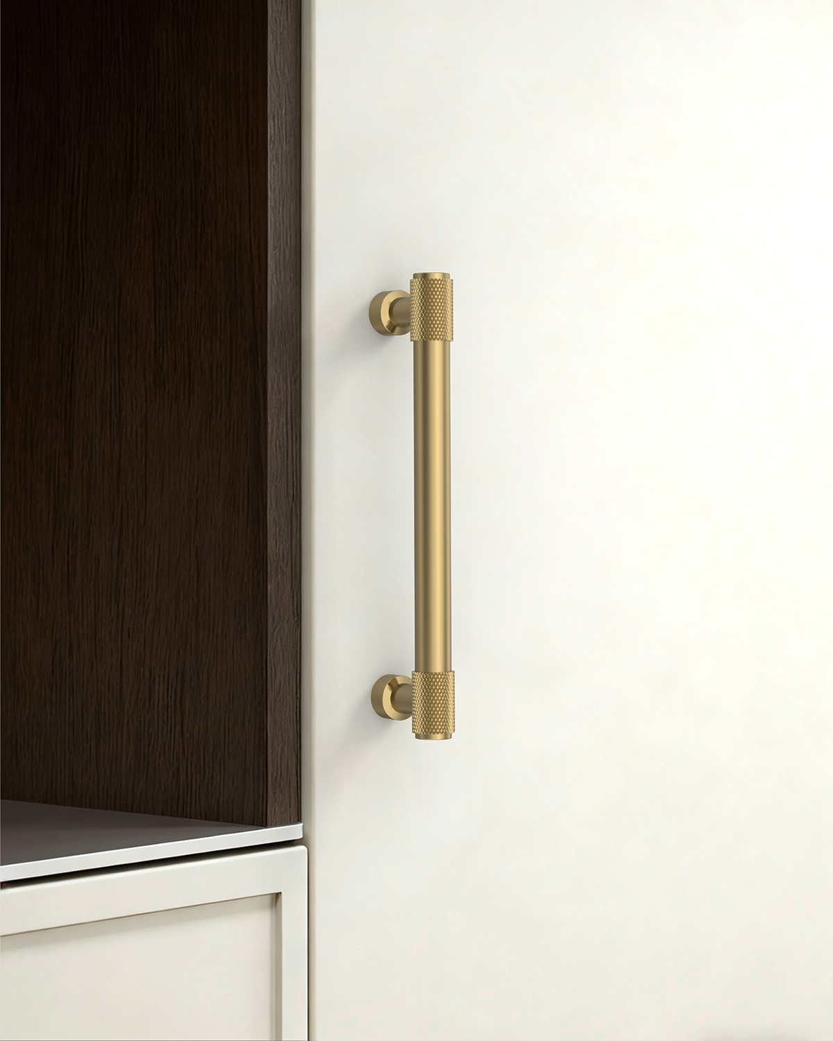 DESIGN4518 Brushed Gold Cabinet Pulls | Accent Knurled Handles for Modern Luxury Kitchens, 3-3/4"
