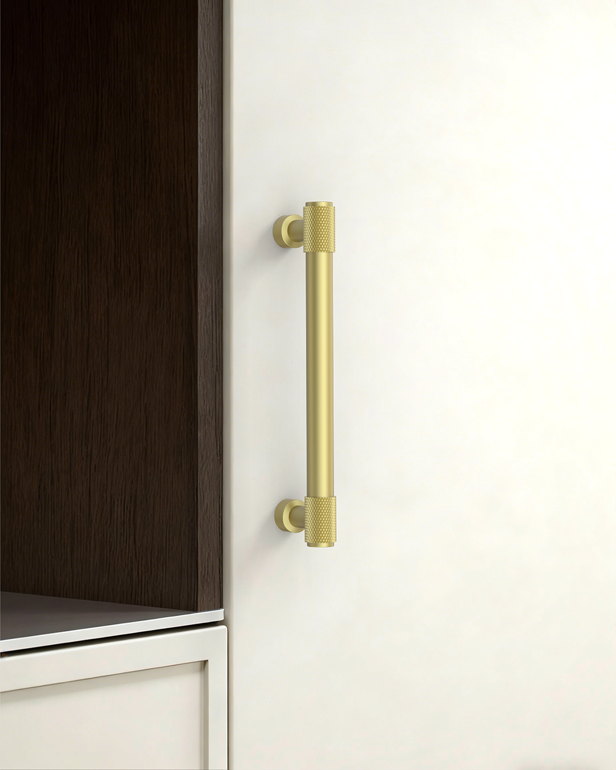 DESIGN4518 Brushed Gold Cabinet Pulls | Accent Knurled Handles for Modern Luxury Kitchens, 3-3/4"