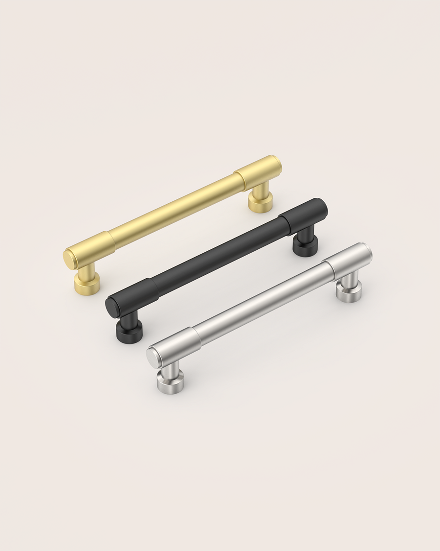 DESIGN4592 Matte Black Stepped Cabinet Handles | Heavy-Duty Modern Cylindrical Pulls (5" / 128mm)