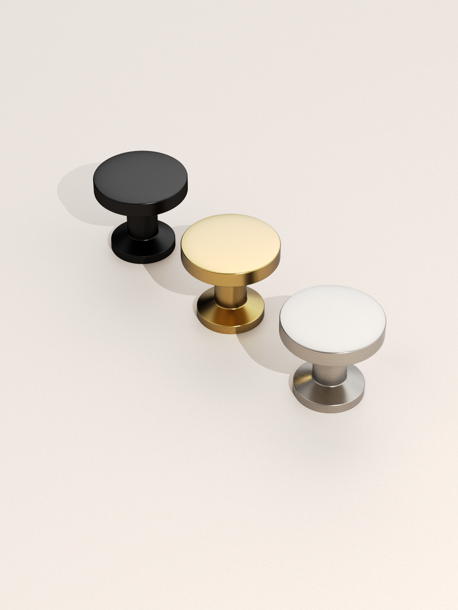 DESIGN3835 Contemporary Flat Disc Cabinet Knobs with Round Rose