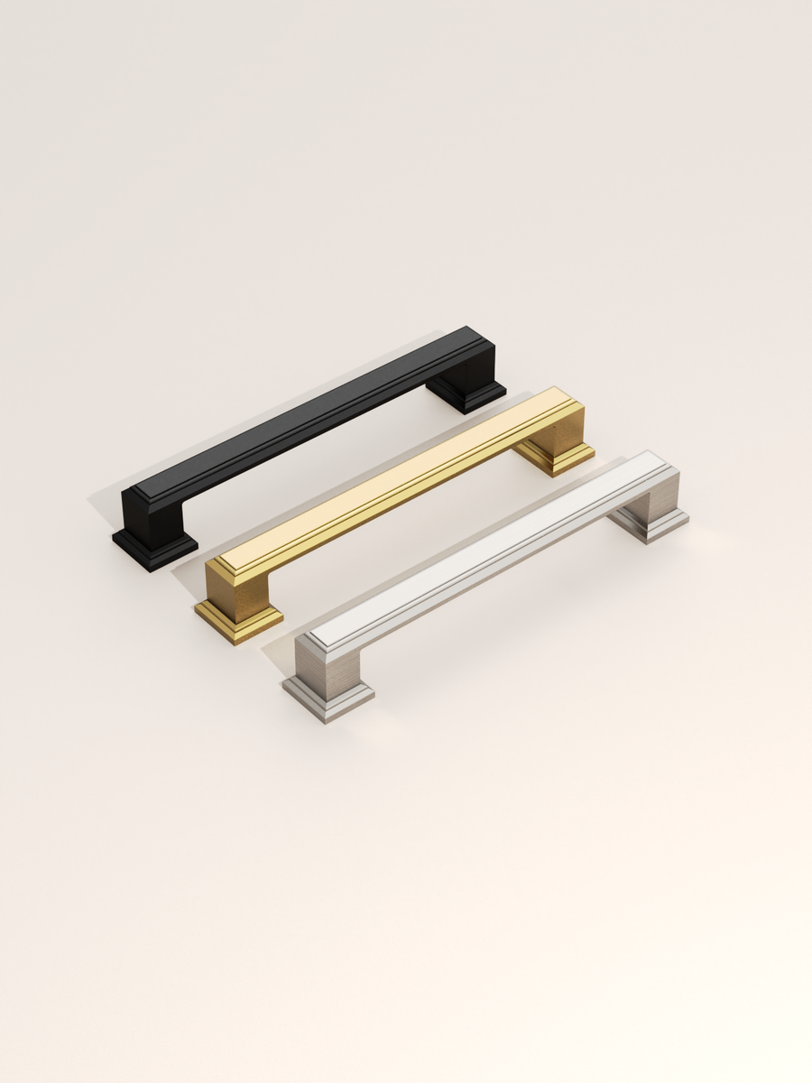 DESIGN2044 Heavy-Duty Transitional Handles for White Cabinets & Shaker Drawers | 3-3/4" Cabinet Pulls, Brushed Gold