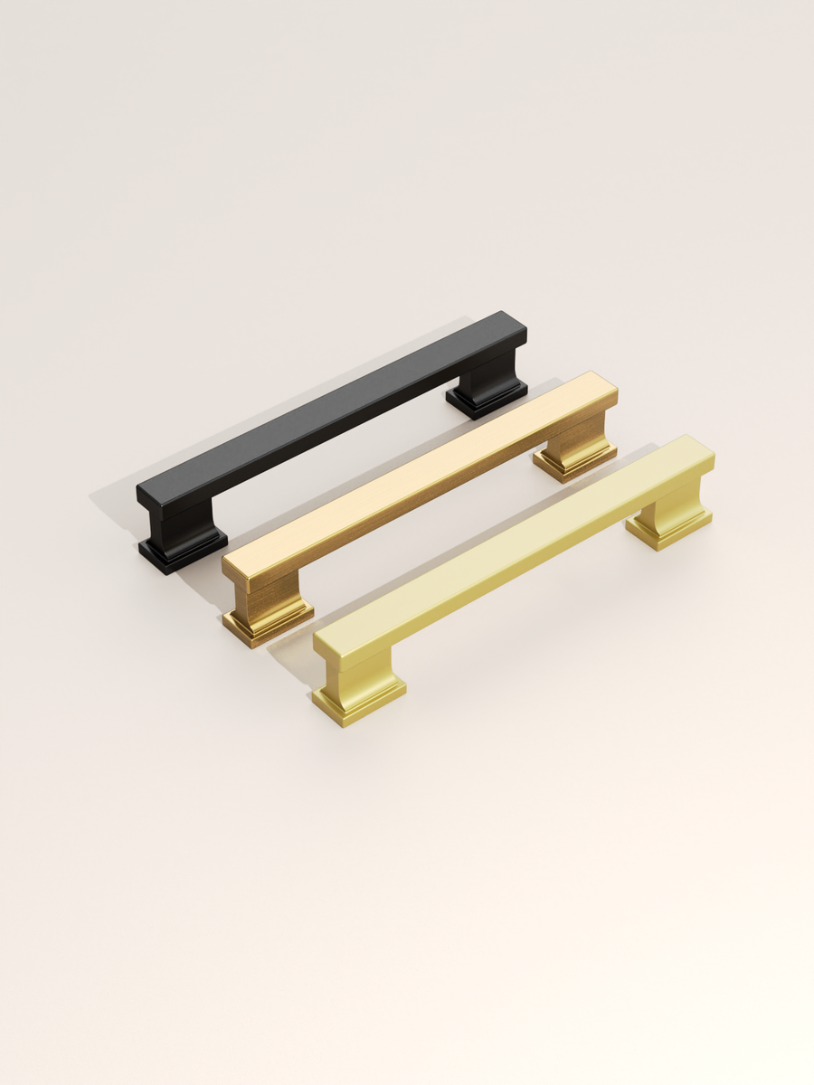 DESIGN2891 Brushed Gold Rectangular Cabinet Handles - Heavy-Duty Modern Kitchen Hardware | 5" Pulls