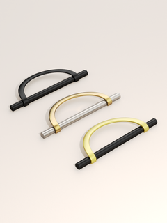 DESIGN3955 Geometric Contemporary Cabinet Pulls | Half Moon Two Tone Drawer Handles