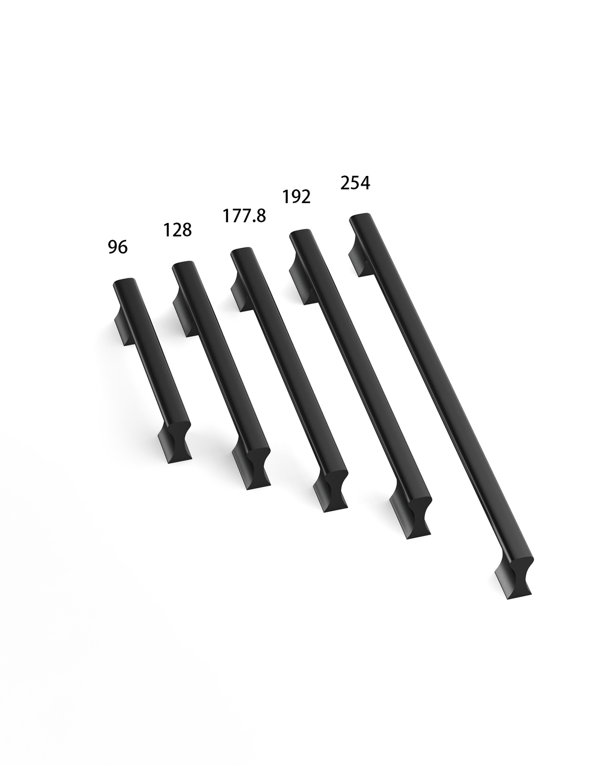 Design4504 Matte Black Solid Metal Concave Bar Pull for Modern Kitchens (5" Hole Center)