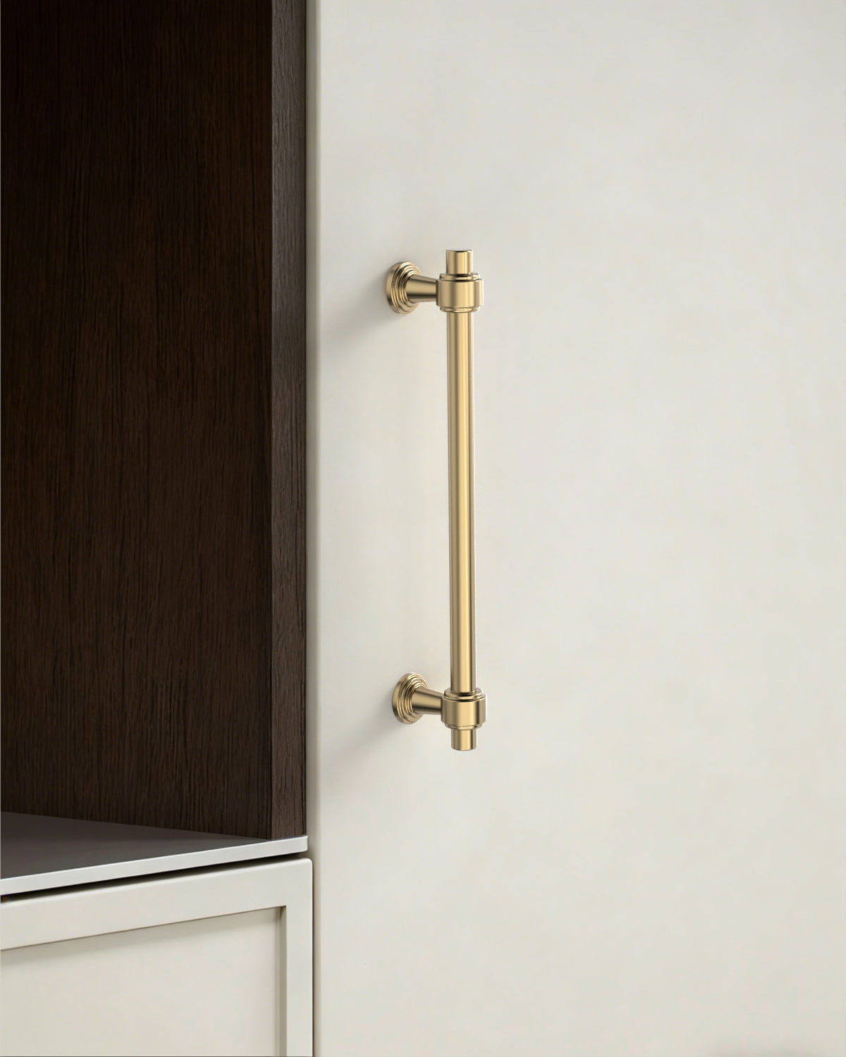 DESIGN2249 Brushed Gold Cabinet Pulls – Modern Heritage Stepped Base Handles for Kitchen Cabinets