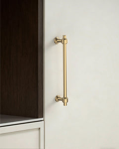 DESIGN2249 Brushed Gold Cabinet Pulls – Modern Heritage Stepped Base Handles for Kitchen Cabinets
