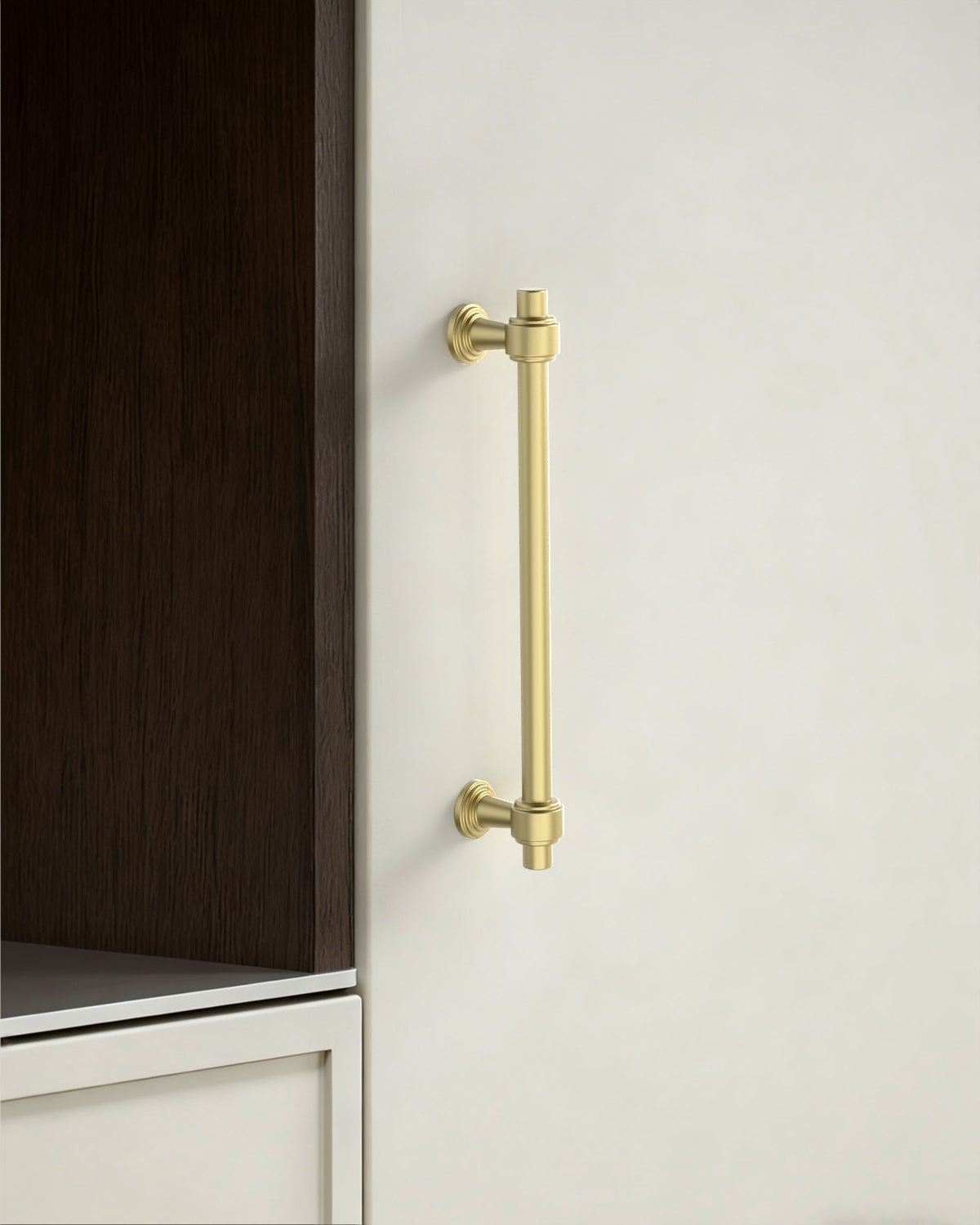 DESIGN2249 Brushed Gold Cabinet Pulls – Modern Heritage Stepped Base Handles for Kitchen Cabinets