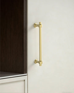 DESIGN2249 Brushed Gold Cabinet Pulls – Modern Heritage Stepped Base Handles for Kitchen Cabinets