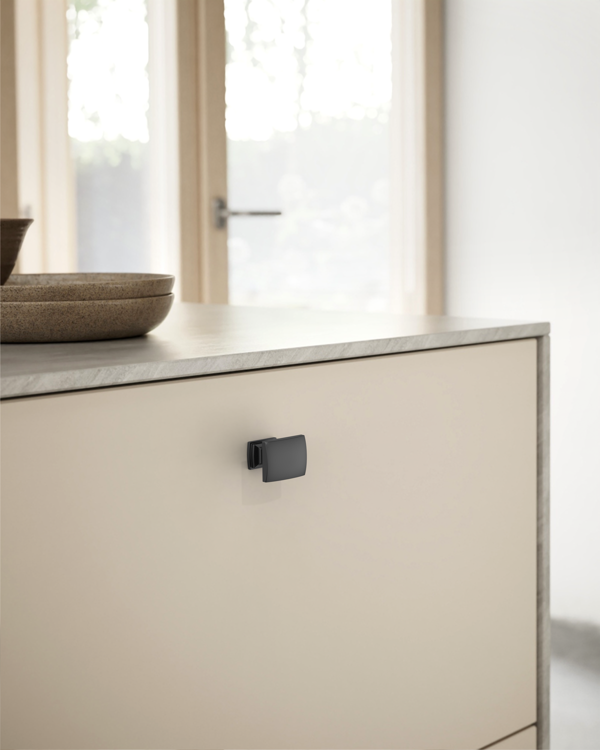 DESIGN2828 Solid Metal Cushion Square Knob for Luxury Kitchens (Matte Black)
