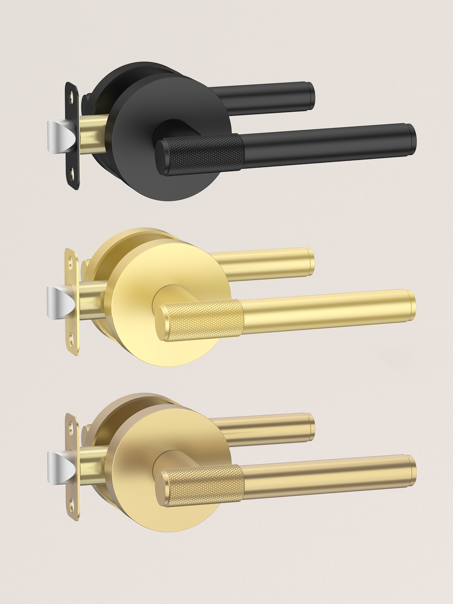 ZR02-123A Champagne Bronze Door Handle Knurled Lever Modern Style | Privacy, Passage, Dummy