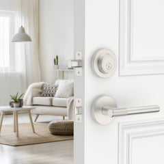 Z002-123A Matte Black Front Door Lock Set with Deadbolt – Rich Minimalist Knurled Entry Lever Combo